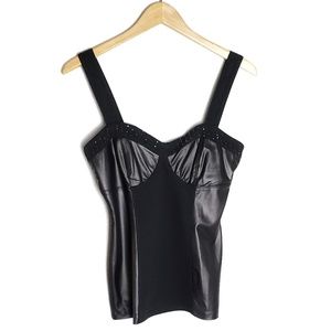 Guess Crystal Embellished Leather Like Tank